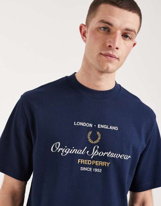 Fred Perry - Sports - Marineblå T-shirt med broderet logo, 3 af 5