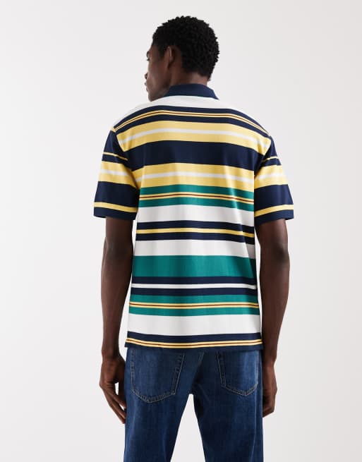 Fred Perry Sports relaxed fit striped logo polo shirt in multi, 3 of 5