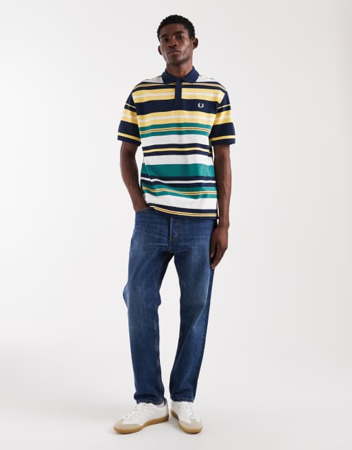 Fred Perry - Sports - Ruimvallend gestreept poloshirt met logo in multi, 2 van 5