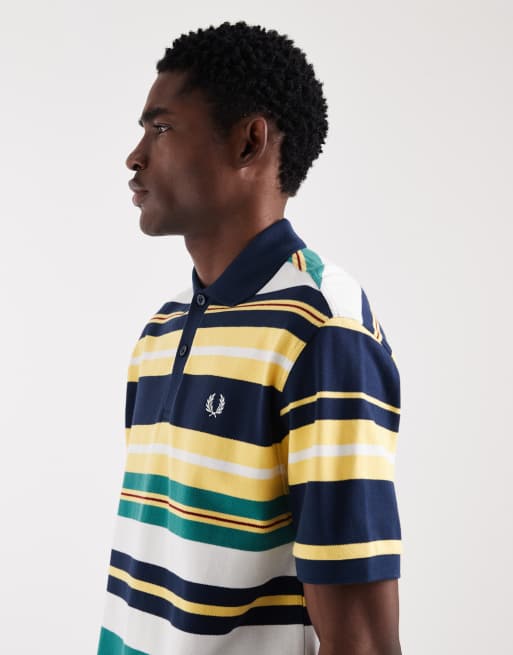 Fred Perry - Sports - Ruimvallend gestreept poloshirt met logo in multi, 4 van 5