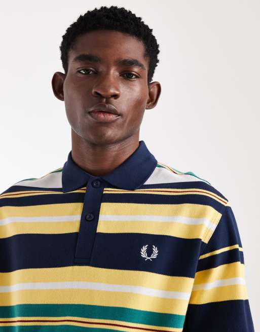 Fred Perry - Sports - Ruimvallend gestreept poloshirt met logo in multi, 5 van 5