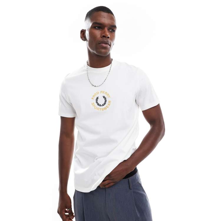 ＼半額SALE／ in t-shirt graphic sportswear Perry Fred white ASOS | トップス