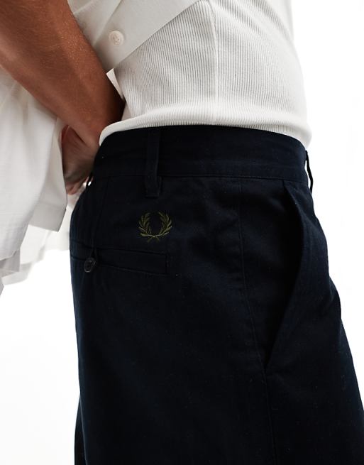 Fred Perry straight leg twill pants in navy | ASOS Fred Perry straight leg twill pants in navy | ASOS