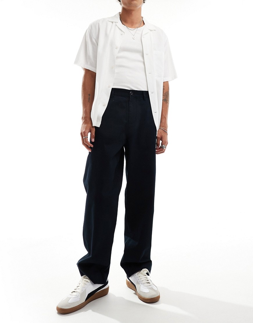 Fred Perry straight leg twill trousers in navy