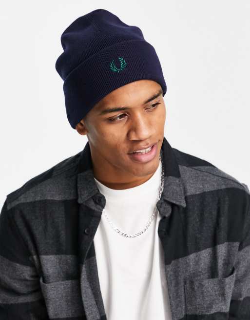 Fred Perry – Strickmütze aus Merinowolle in Marineblau