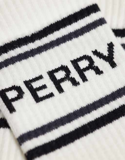 Fred Perry stripe logo tennis sock in ecru, 3 of 3
