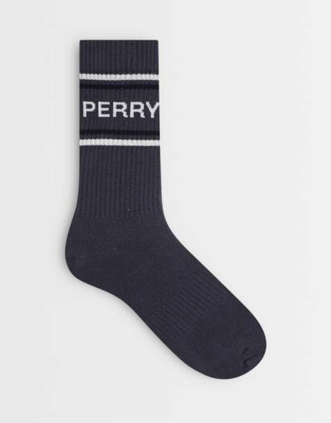 Fred Perry stripe logo tennis socks in grey - view 1