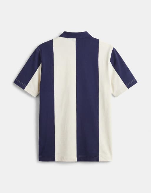 Fred Perry stripe panel polo shirt in blue and white, 7 of 9