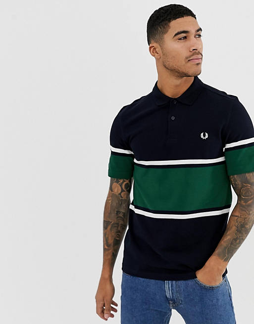 Fred Perry stripe polo in green | ASOS