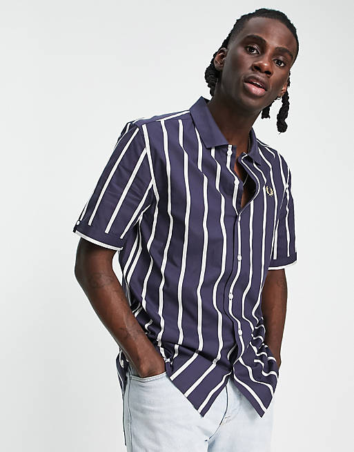 Fred Perry stripe shirt in grey | ASOS