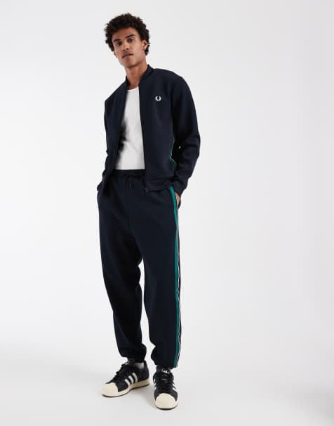 Fred Perry stripe tape co-ord tracksuit in navy - view 1