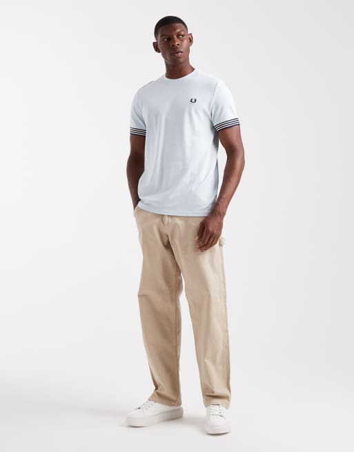 Fred Perry striped cuff t-shirt in light blue, 2 of 5