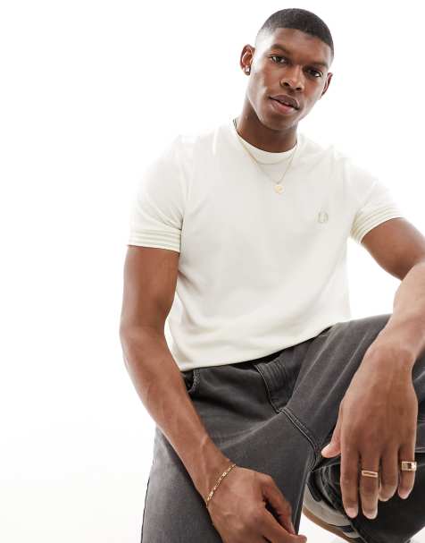 Fred Perry Striped Cuff T-Shirt in White - view 1