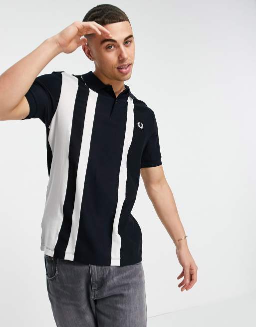 Fred Perry striped pique polo in navy ASOS