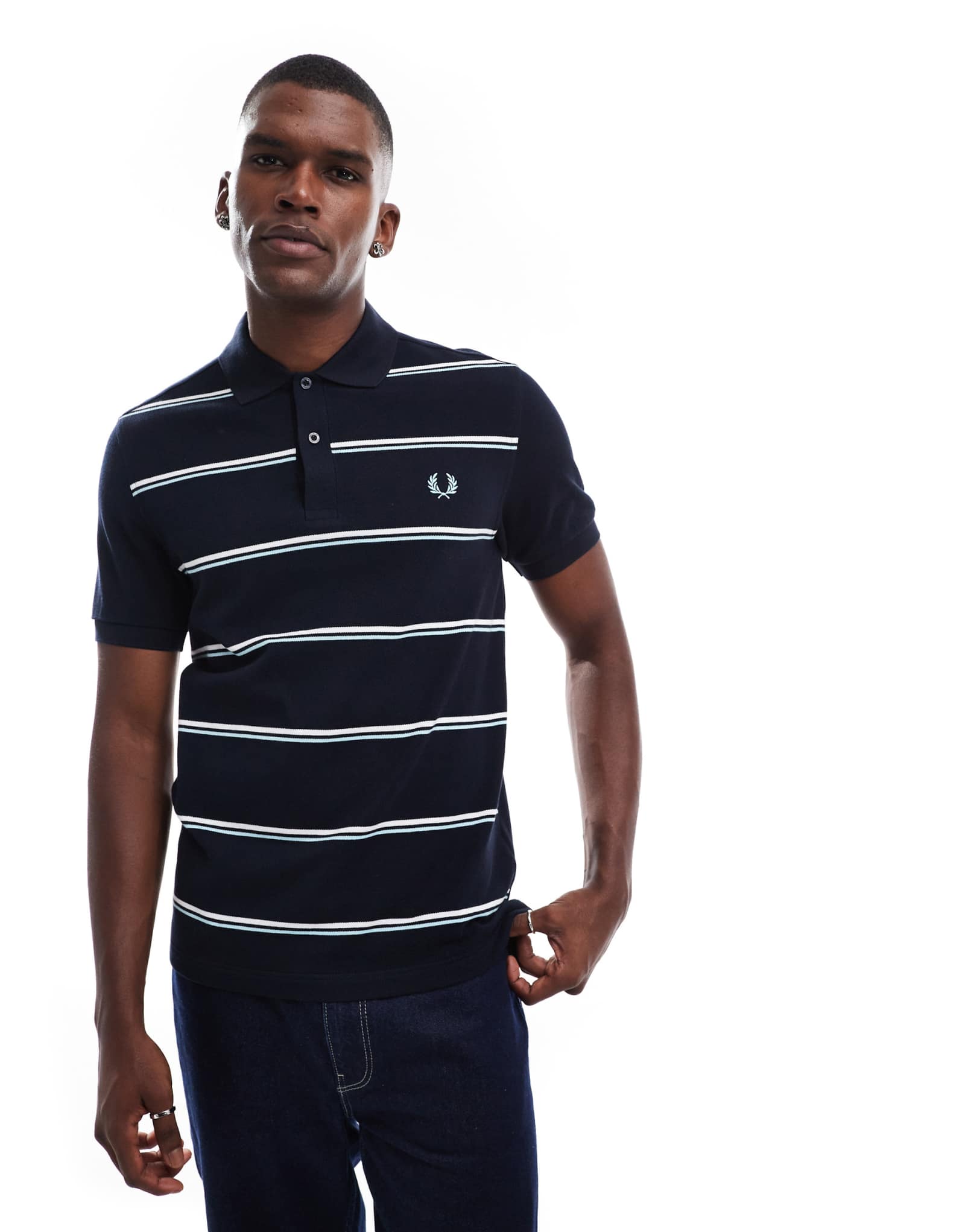 Рубашка поло в полоску Fred Perry темно-синего цвета
