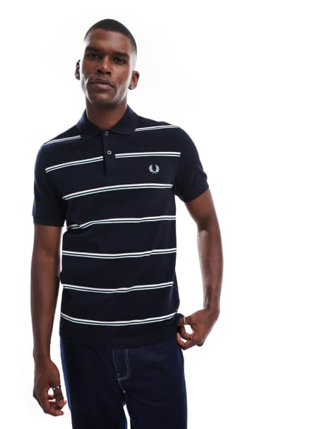 Fred Perry striped polo shirt in navy