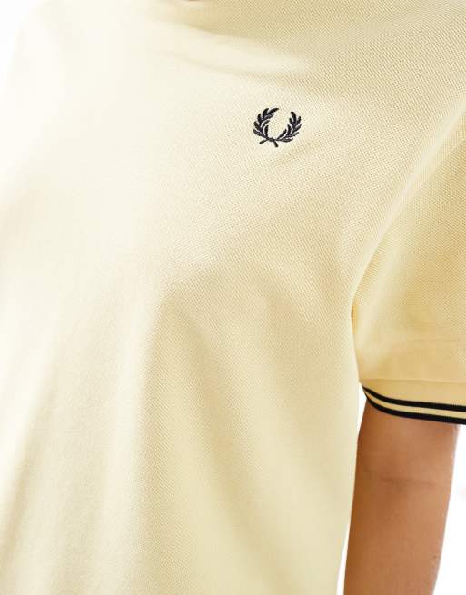 Fred Perry striped ribbed t-shirt in butter yellow | ASOS