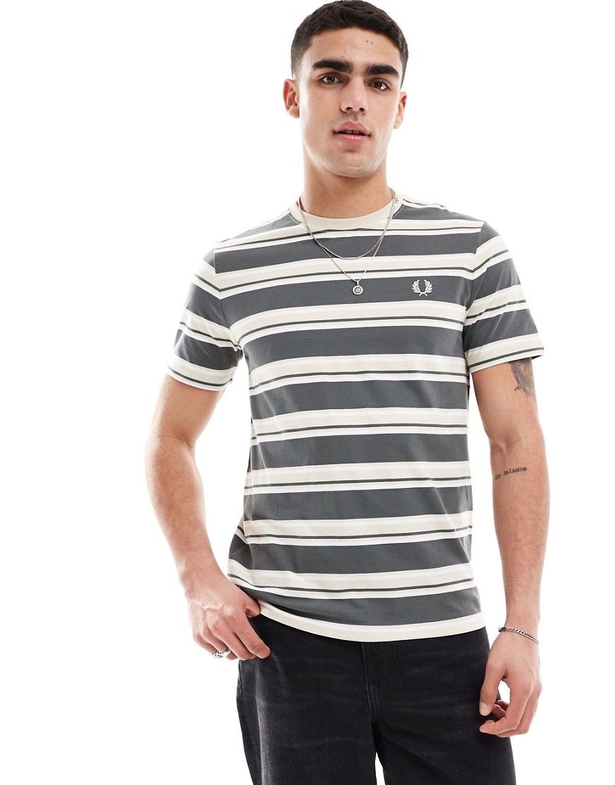 Fred Perry striped t-shirt in beige-Pink