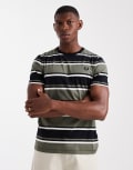 [Fred Perry] Fred Perry striped t-shirt in green and black S BLACK