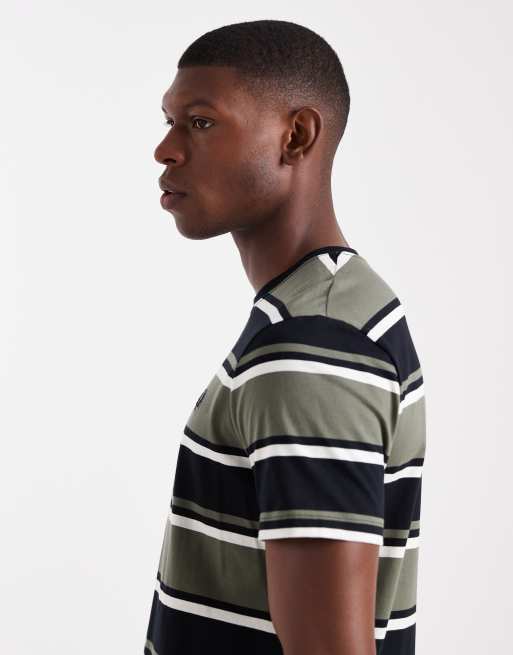 Fred Perry striped t-shirt in green and black | ASOS