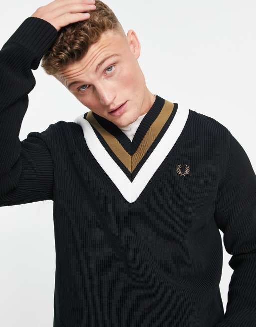 Fred perry v neck on sale sweater