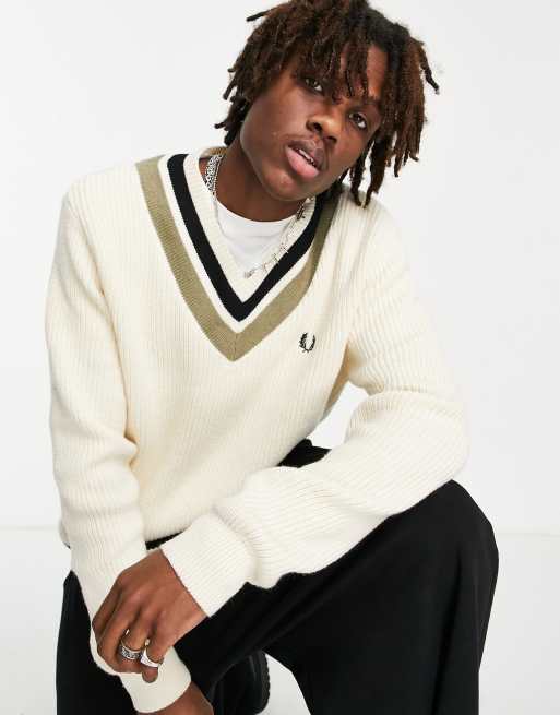 Striped v neck clearance jumper