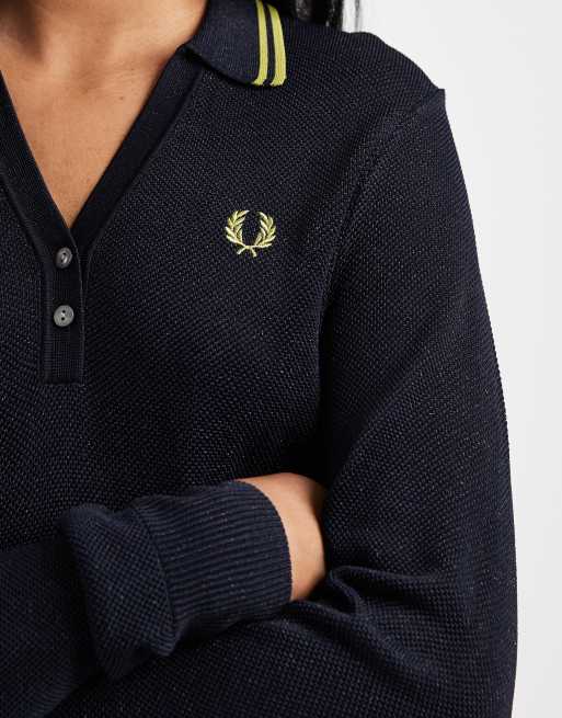 Fred Perry – Strukturiertes Polohemd in Marineblau, 2 von 4