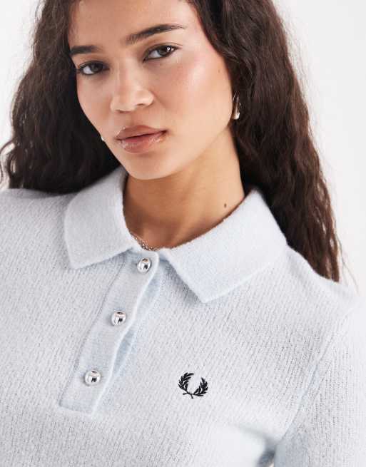 Fred Perry – Strukturiertes Strickhemd in Hellblau, 3 von 4