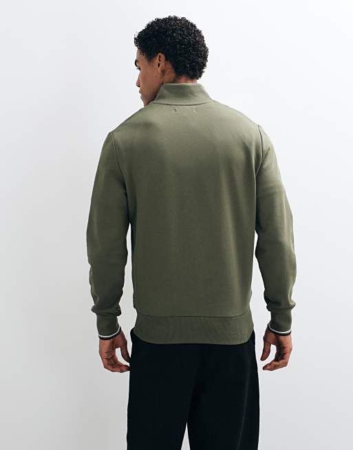 Fred Perry sudadera con media cremallera y logo en verde, 3 de 5