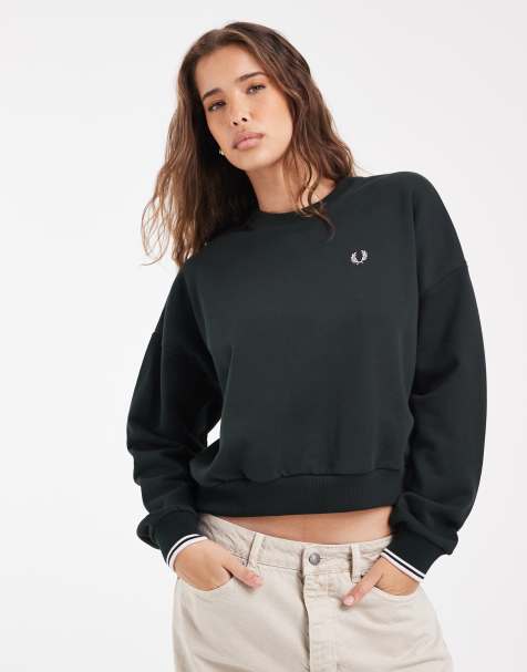 Fred Perry - Sudadera con ribetes en verde oscuro - view 1