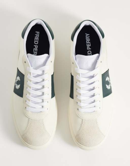 Fred Perry suede stripe sneakers in ecru and green, 3 of 5