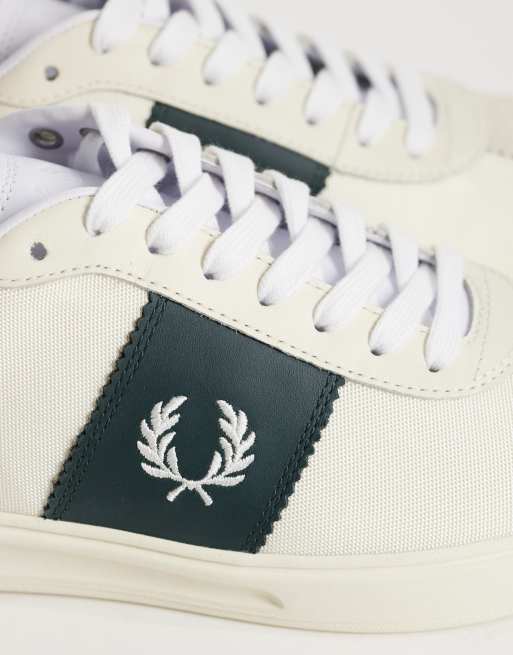 Fred Perry suede stripe sneakers in ecru and green, 4 of 5