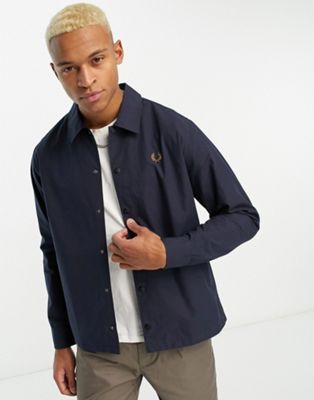 Fred Perry overshirt in navy - ASOS Price Checker