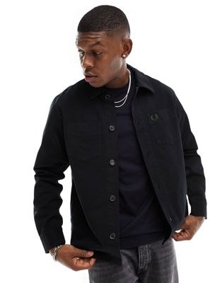 Fred Perry twill overshirt in black - ASOS Price Checker
