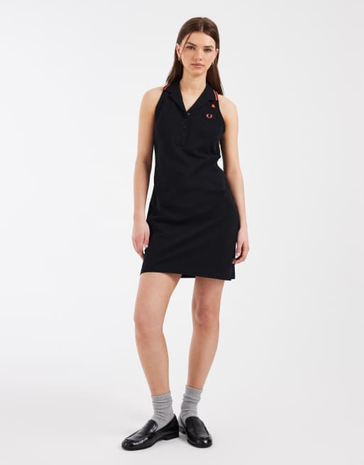 Fred Perry – Svart, ärmlös miniklänning med pikékrage, 2 av 4