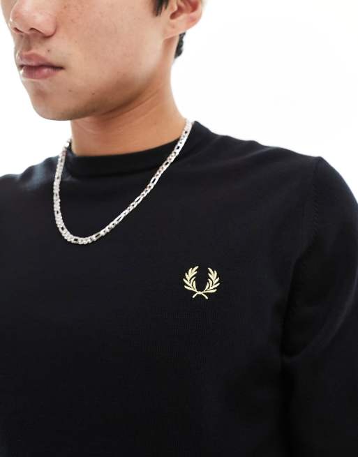 Fred Perry – Svart, klassisk tröja med rund halsringning, 3 av 4