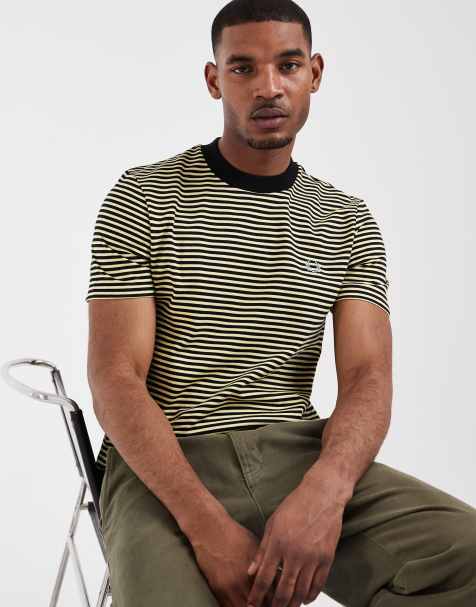 Fred Perry – Svart och beigerandig t-shirt i kraftigt material - view 1