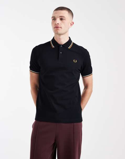 Fred Perry – Svart pikétröja med logga och dubbla kantränder - view 1