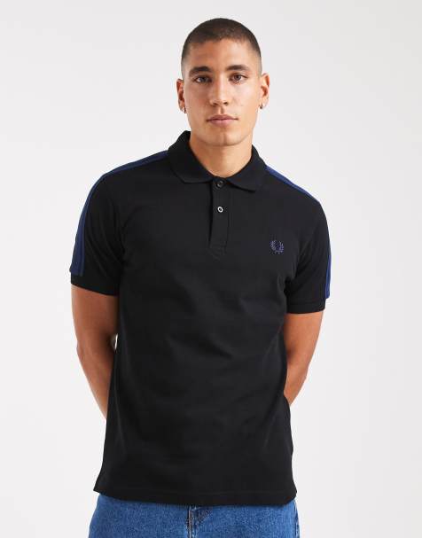 Fred Perry – Svart pikétröja med tejpade detaljer i mesh - view 1