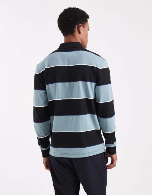 Fred Perry – Svart, randig pikétröja i rugbystil, 3 av 5