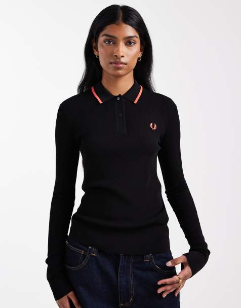 Fred Perry – Svart, ribbstickad skjorta - view 1