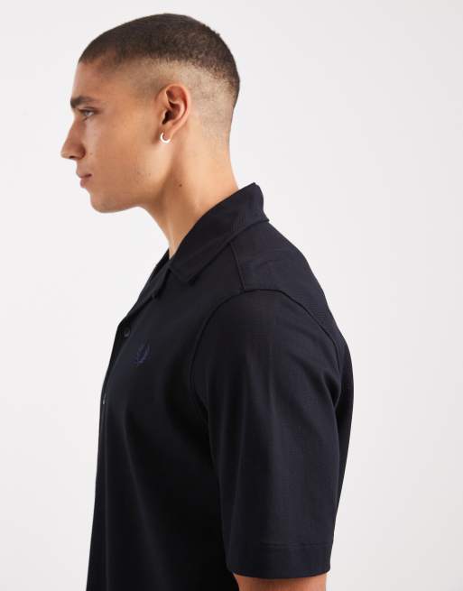 Fred Perry – Svart skjorta med korta ärmar och platt krage, 4 av 5