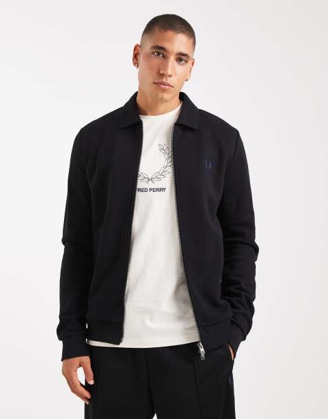 Fred Perry – Svart sweatshirt med krage och dragkedja - view 1