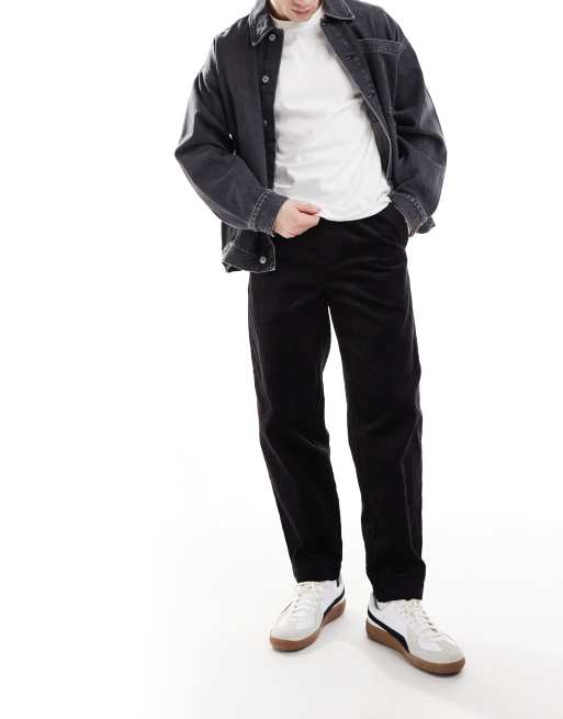 Fred Perry – Svarta, avsmalnande byxor i manchester, 4 av 5