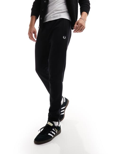 Fred Perry – Svarta sweatpants i loopback-material 