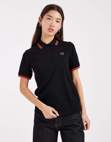 Fred Perry - Svart pikétröja med dubbbla ränder - view 1