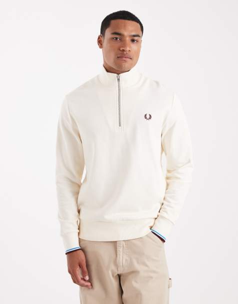 Fred Perry - Sweat à demi-fermeture éclair - Blanc - view 1