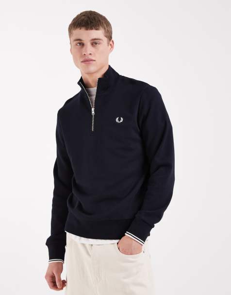 Fred Perry - Sweat à demi-fermeture éclair - Bleu marine - view 1