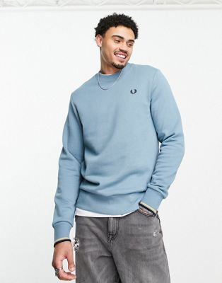 Fred Perry crew neck sweatshirt in blue  - ASOS Price Checker
