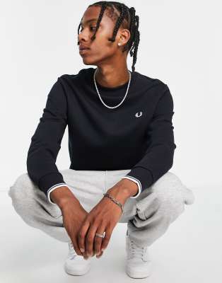 Fred Perry crew neck sweat in navy - ASOS Price Checker